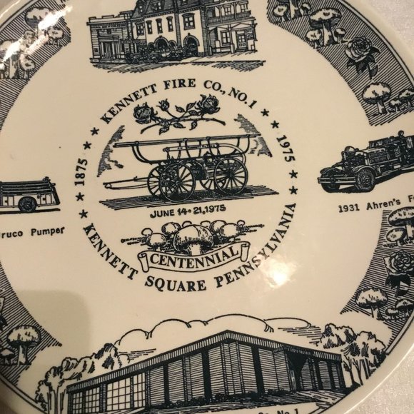 Vintage Kettlesprings Kilns Kennett Fire Company No.1 1875-1975 centennial plate - Picture 9 of 11